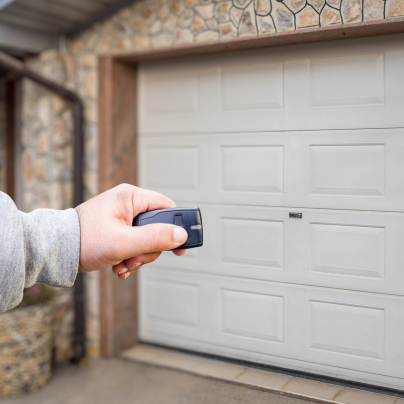 Santa Clarita security key fob pointing to a garage door